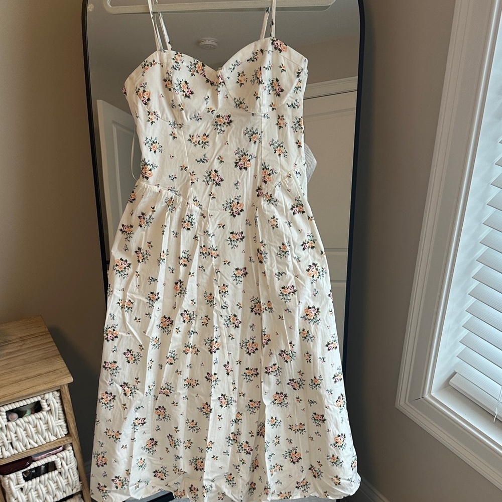 Wayf white Floral Dress with Spaghetti Straps